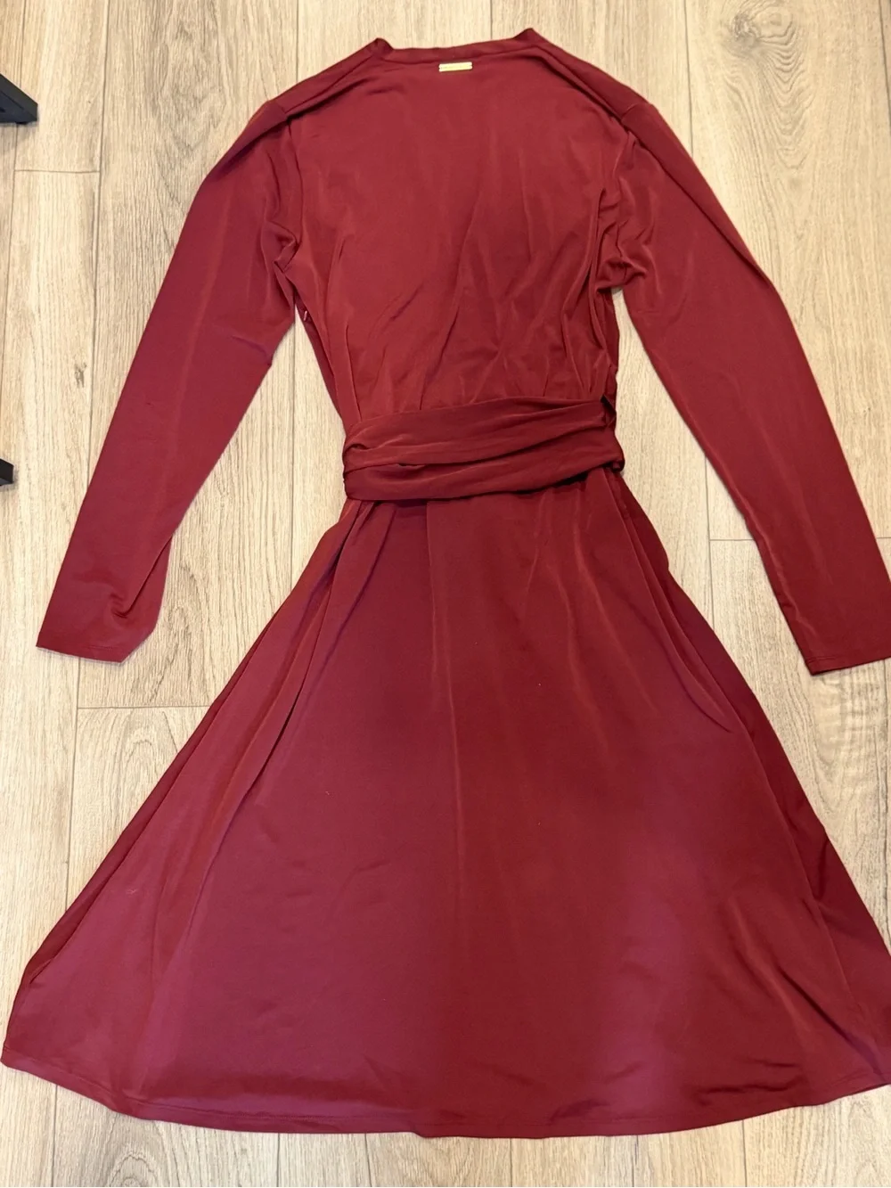 Michael Kors Long-Sleeve Wrap Dress in Burgundy